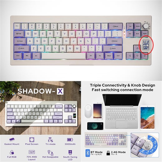 Don't Pay $86, Get an EPOMAKER Shadow-X Gasket Wired / Wireless Mechanical Keyboard with LCD Screen for $42.99 Shipped