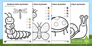 EYFS Minibeasts Colour by Number Worksheets