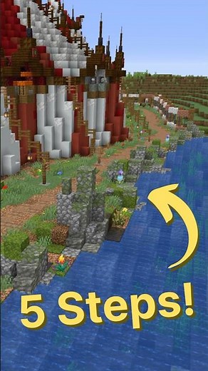 5 Easy Steps to Terraform Minecraft Shores #minecraftshorts #minecraftbuilding #minecrafttutorial