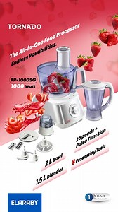 #TORNADO 1000 Watt Food Processor is here to save the day (and your precious time)! This powerful appliance comes equipped with a variety of processing tools that will transform you into a kitchen whiz Find our trusted dealers in Kenya: http://bit.ly/3X15OuJ For more details, contact us at 0720319319 or email us at elarabyeast-info@elarabygroup.com | TORNADO