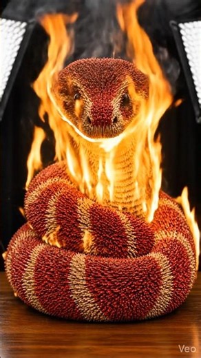 Matchstick python statue burning agni #ai #shorts