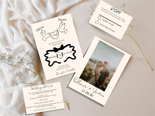 Modern Wedding Invitation Template | Minimalist Editable Insert (Digital Download)