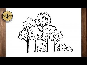 How to draw a forest background easy step by step