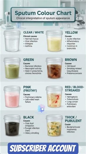 Sputum Colour Chart| Clinical Interpretation Of Sputum appearance Colour and Causes #pulmonarypatho