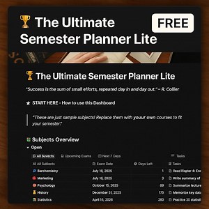 Ultimate Semester Planner Lite | Free Notion Template for Students | Organize Courses & Exams - Etsy Australia