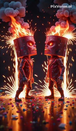 💣 Firecracker Face Explosion | Funny 3D Cartoon Horror Loop (AI Animation)