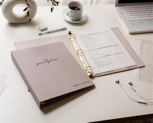 Personalized Linen Portfolio Binder (D2) - Professional Presentation Folder With Name, Interview Resume Binder Custom Work Portfolio - Etsy