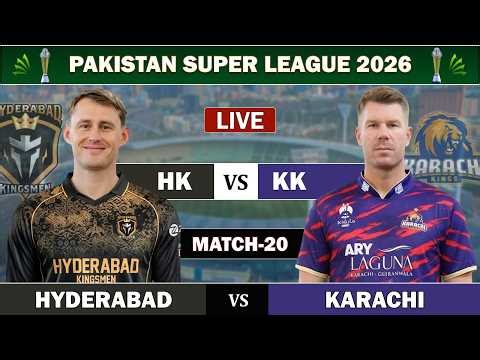 PSL LIVE: KARACHI KINGS vs HYDERABAD KINGSMEN 20TH MATCH LIVE | KK vs HK LIVE COMMENTARY HK BATTING