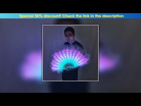 Flash Sale Color Ostrich Feathers LED Fan Performance Dancing Lights Fans Night Show Singer DJ Cost