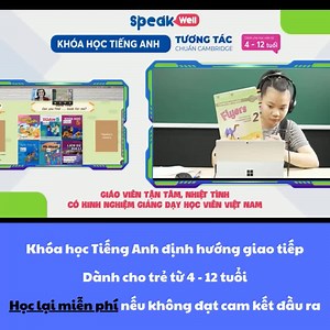 Năng lực Tiếng Anh của con đang ở đâu? Đăng ký để nhận 1 buổi đánh giá năng lực và học thử tại: https://bit.ly/3dgutJC -------------- Việc quyết định cho con học theo lộ trình nào, chương trình nào phụ thuộc rất nhiều vào khả năng Tiếng Anh của con. Mỗi bạn nhỏ cần có những lộ trình riêng cho việc học ngoại ngữ. Hiểu được những vấn đề đó, SpeakWell có chương trình phù hợp với trẻ từ 4-15t: ♦Lộ trình cá nhân hóa phù hợp với trình độ của từng trẻ ♦Chương trình học 1 kèm 1 định hướng giao tiếp với 