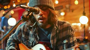 Best pals playing music together, creating social media videos. accompanied by fans while playing guitar together at home Stock Video