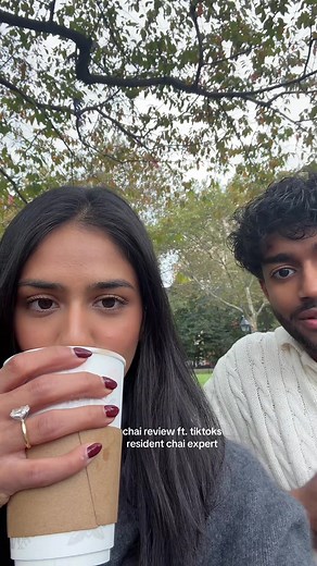 we’re both a lil fake bc we love an iced chai but the weather called for proper chai today @Vikram T. #desitiktok #browntiktok #browngirltiktok #nycfood #fyp