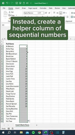 Insert Blank Rows in Excel‼️ #excel