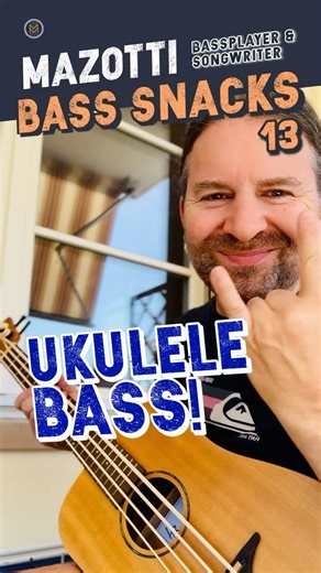 Bass Snack #13 🥨 🌴 UKULELE BASS 🏝️🎸 100% Improvisation FunkyBlues Scale #ukulele #ubass #bass