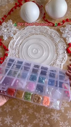 Considering this a DIY fail that you can turn into a DIY masterpiece! These DIY beaded ornaments are something I came up with and tried in my head, but will look so much better with some minor adjustments to the steps! I made them sloppy so that you won’t. 😉 READ MY TIPS: -First things first, before I started I wish I would have stuck a dowel rod or pencil into the styrofoam ball. It would have been way easier to apply the glue and dip into beads that way. -If you try with your hands the way I 