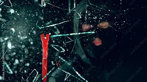 Super Slow Motion Shot of Robbery Concept at 1000 fps Isolated on Black Background.