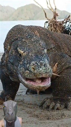 Komodo Dragon Swallowing Baby Manta ray #komododragon #animals #dongvat #wildanimals #komodo