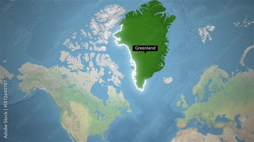 Greenland Map Animation Highlighting Strategic Arctic Territory for Geopolitics, Natural Resources, and Climate Change Research
