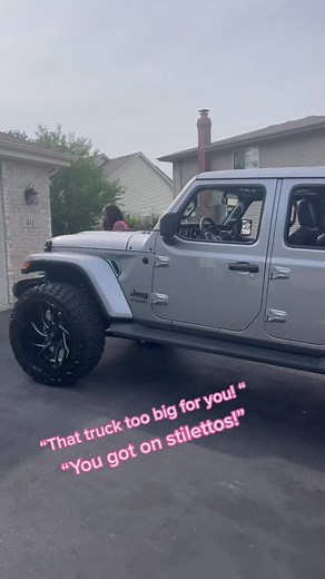 I drive big toys.. in stilettos…daily.24x37x3 1/2😉 #jeep #wrangler #blackgirlsjeep #jeepgirls #fypシ #sixinchheels #jeepgirls #challenges_tiktok