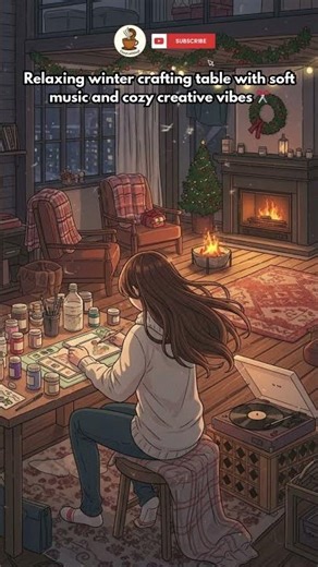 Relaxing winter crafting table with soft music and cozy creative vibes ✂️
