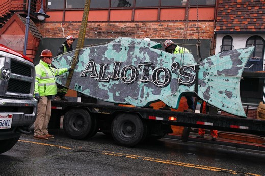 Iconic S.F. restaurant’s neon signs removed as Fisherman’s Wharf landmark is dismantled