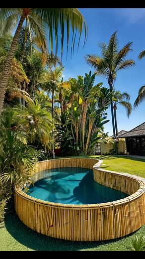 Piscina de bambú 🩷🩵💙🩶🖤 #piscina #fypシ゚viralシfypシ゚ #ideaexterior #viralvideochallenge #jardín #fypchallenge #ideasdejacuzzi | Piscinas Casa