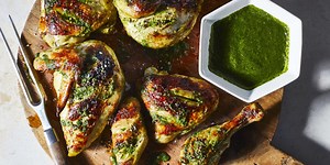 Roast Chicken with Cilantro-Mint Chutney Recipe