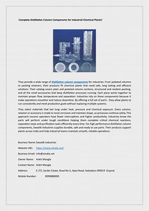 Complete Distillation Column Components for Industrial Chemical Plants - SlideServe