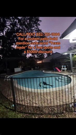 CALL/TEXT 832-721-1084 For a custom patio build mention code word