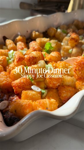 Leslie Stokes on Instagram: "This Sloppy Joe Casserole is the perfect busy-weeknight dinner - quick, comforting, and kid-approved! Think cheesy ground beef, tangy sauce, and golden tater tots baked on top. 475 C 35 g P Comment ✨ SLOPPY JOE ✨ for the full recipe or grab it at the link in my bio! https://stokedathome.com/sloppy-joe-casserole/ #30minutemeals #macros"