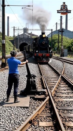 Operating a Manual Rail Switch in an Industrial Landscape