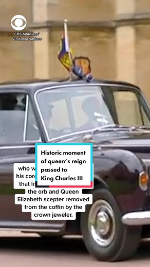 Queen Elizabeth II’s royal crown, orb and scepter was removed from her coffin, signifying the passing of the queen’s reign to King Charles III. #news #royals #queen