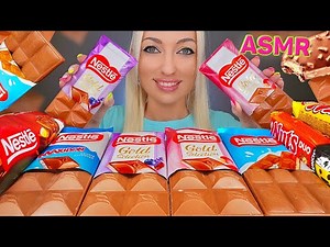 ASMR EATING CHOCOLATE, ICE CREAM, CANDY BARS NESTLE PARTY DESSERT 초코바 초콜릿 (SWEET FOOD) MUKBANG먹방, 4K