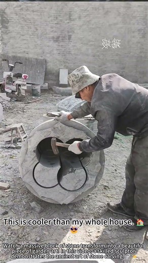 Carving a giant stone fish tank by hand! 🔨