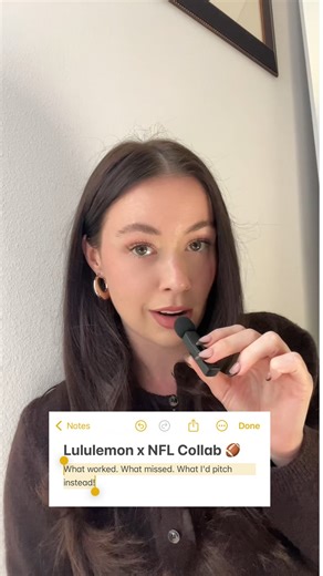 Branding + Web Studio | Madeline on Instagram: "Lululemon x NFL 🏈 What worked. What missed. What I’d pitch instead! Off The Record: Part 1/30 🎙️ starting a fun lil’ series on campaigns, current marketing, & what I think abt it!! #nfl #lululemon #marketing #marketingagency"