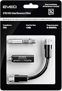 LTE Filter for TV Antenna - HDTV Antennas Signal Purifier - Filters 4G Signal for a Clear Digital HD TV Antenna Channels - Reduces Interference from Cell Towers - Frequency Range 5-695Mhz