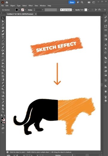 Illustrator 2025 – Create Sketch Effect in Seconds! ✏️🔥