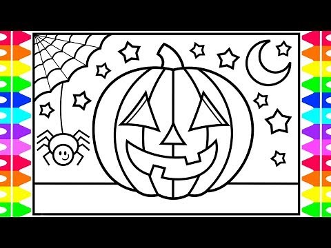 How to Draw a HALLOWEEN PUMPKIN for Kids 🎃🧡🖤Halloween Pumpkin Drawing and Coloring Pages for Kids