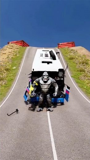 Bolt Bus vs Monster Hong Kong King Kong Character Trap BeamNG DRive #beamng #shorts #simulator