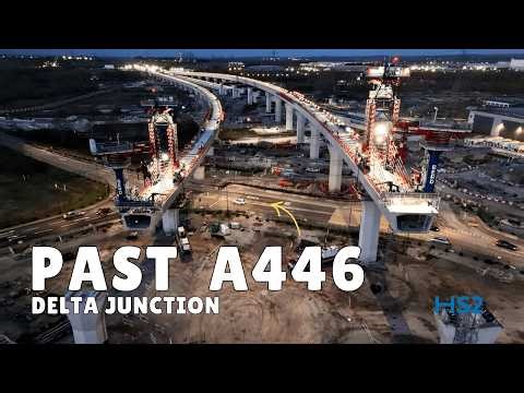 HS2 Delta Junction: Water Orton Viaducts Past A446 (Lichfield Road) | Dusk Drone