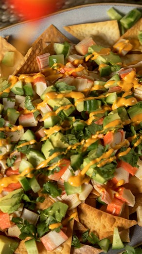 Game night? Girls night? Netflix night? Make these Wonton Krab Poke Nachos. They’re built for sharing (even if you don’t really want to). 🦀 #louiskemp #imitationcrab #movienight #girlsnight #snacktime #snackgoals #nachos #seafood #seafoodlover #foodieinspo Wonton Krab Poke Nachos Prep Time: 15 minutes | Cook Time: 10 minutes | Total Time: 25 minutes | Servings: 4 Ingredients: 12 wonton wrappers 1 8 oz package Louis Kemp Crab Delights Leg Style, cut into bite-sized pieces 1 tablespoon soy sauce 