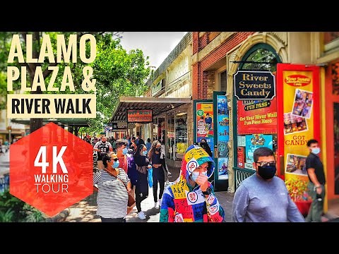Walking around Alamo Plaza and The San Antonio River Walk - 4K Walking Tour