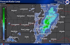 *** THIS POST IS OUTDATED*** Scattered showers and isolated thunderstorms are expected this afternoon into tonight. Below is a forecasted radar loop showing what precipitation may look like. | US National Weather Service Billings Montana