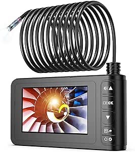 Industrial Endoscope 33FT, SKYBASIC Borescope Sewer Camera IP67 Waterproof 4.3" LCD Screen HD Snake Camera Video Inspection Camera with 6 LED Lights, Semi-Rigid Cable, 32GB Card&Four Helpful Tools