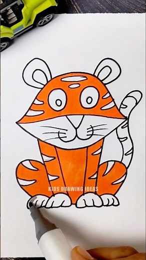 Meet the Cutest Tiger in the Jungle!🐯| Easy and Fun Tiger Drawing Tutorial for Kids #tigerdrawing