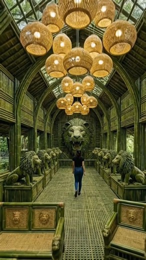 Hidden Bamboo Palace in the Deep Jungle | Amazing Bamboo Craft & Survival Skills #house #shorts