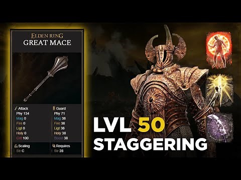 Elden Ring: Great Mace - Cragblade Early Game OP STAGGER Level 50 - STEP BY STEP Build GUIDE UNCUT