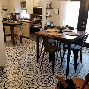 5.5K views · 83 reactions | The renovation hack that will save you $1000's: FLOOR STENCILS! Paint over your worn tiles, concrete, vinyl, and more with Floor Stencils! Use code FLOOR20 for 20% off. | Royal Design Studio Stencils/Modello Designs | Facebook
