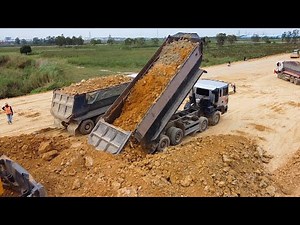 Great machine in Action - Heavy Equipment Working On Big Road Construction