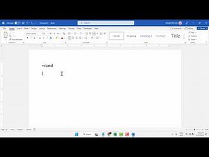 How to use RAND Function in Microsoft Word